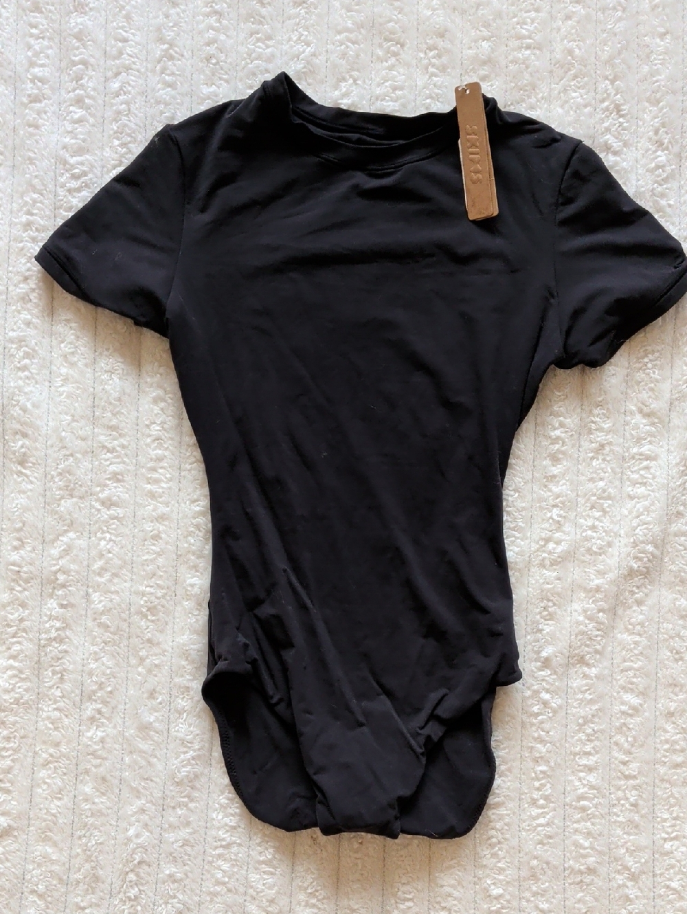 SKIMS Fits Everybody Black Short-Sleeve Crewneck Bodysuit